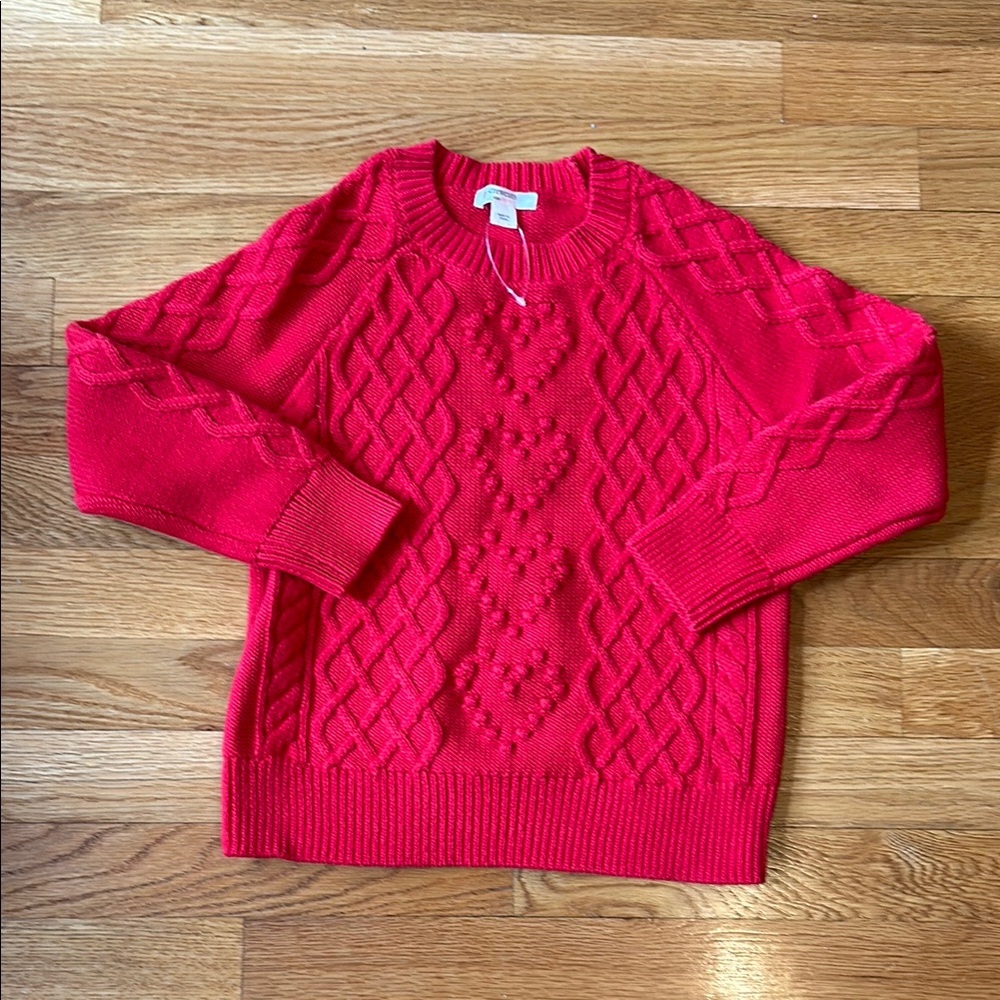Kids Red Cable Knit Sweater NWT